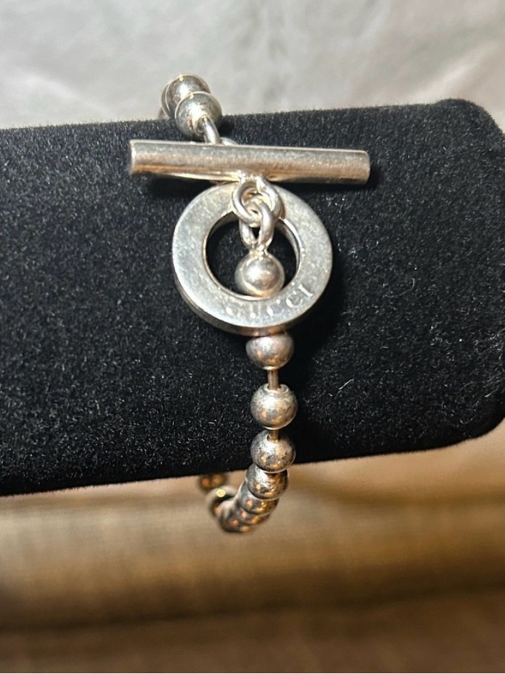 Gucci Silver Boule Beaded Bracelet with Toggle Clasp